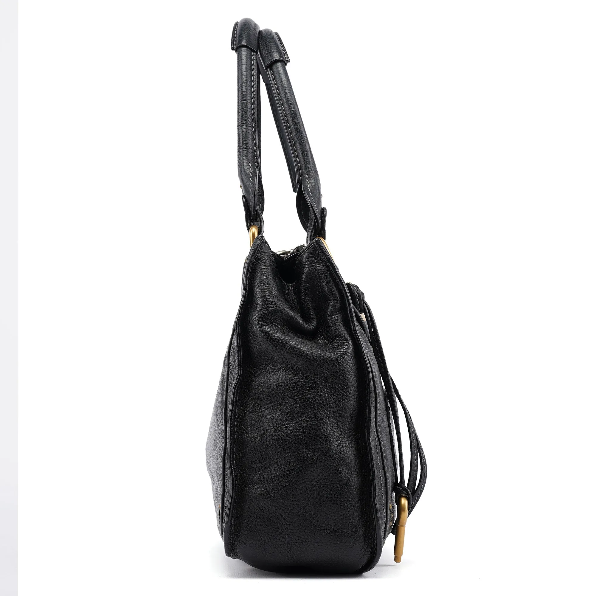 Black Leather Paddington Tote Bag