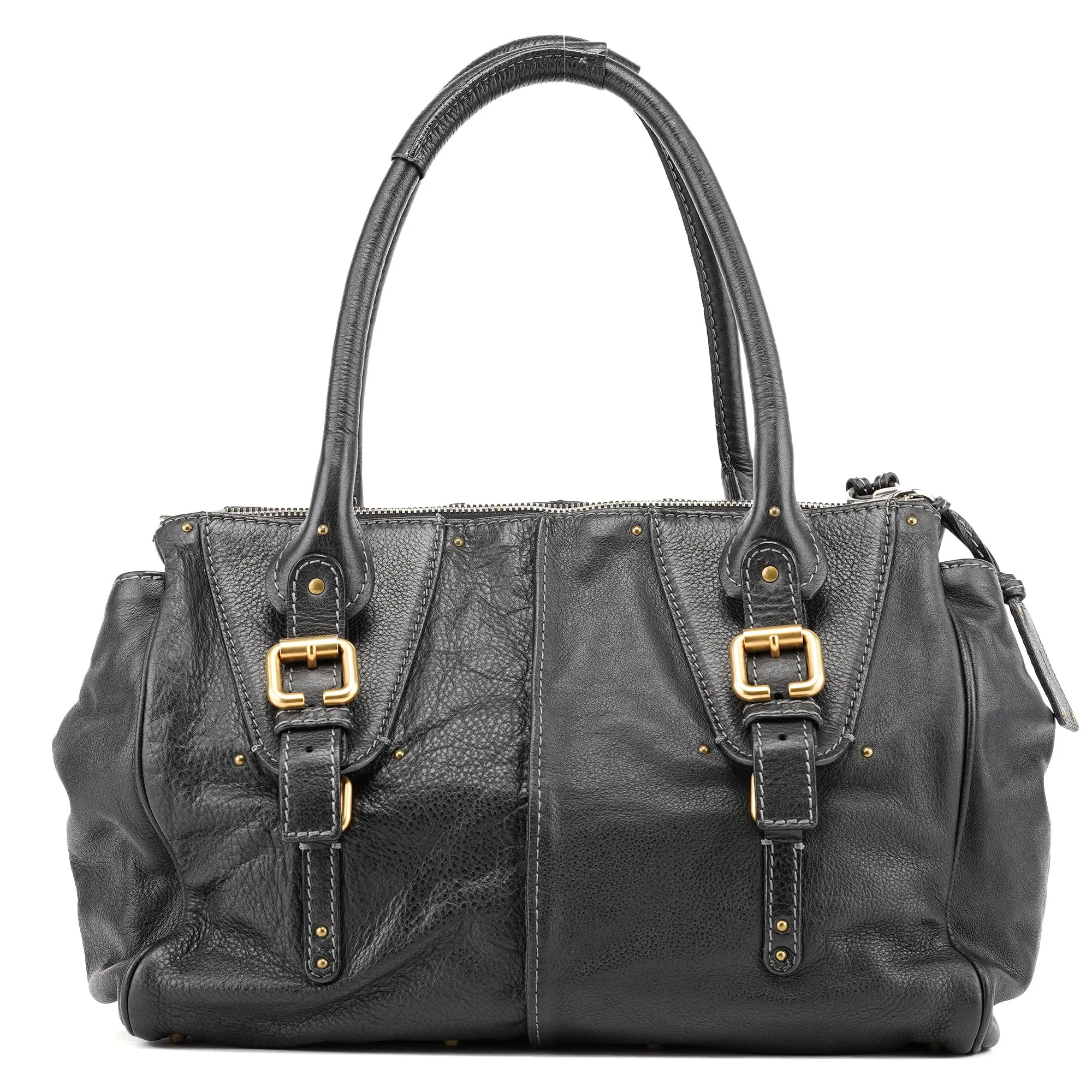 Black Leather Paddington Tote Bag