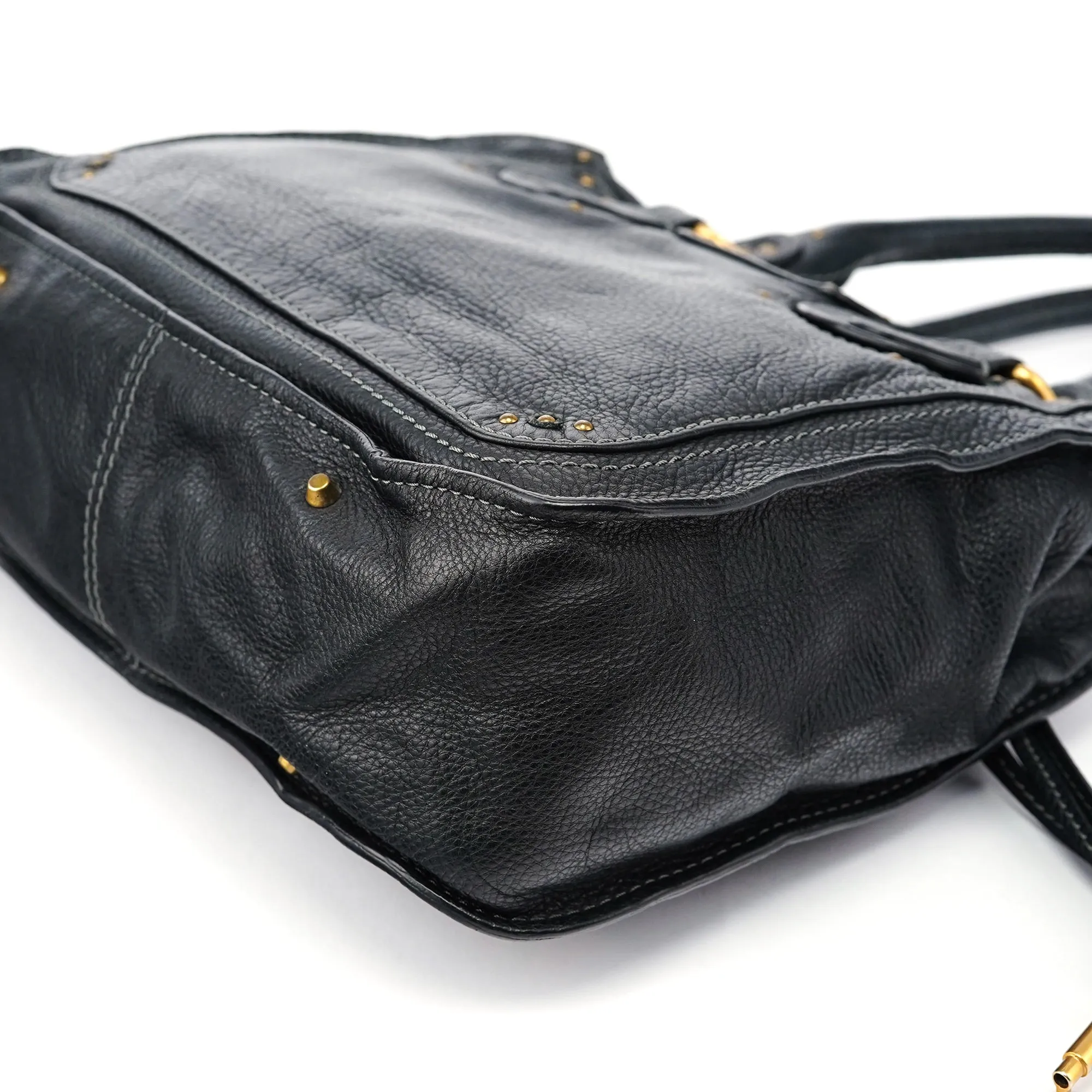Black Leather Paddington Tote Bag