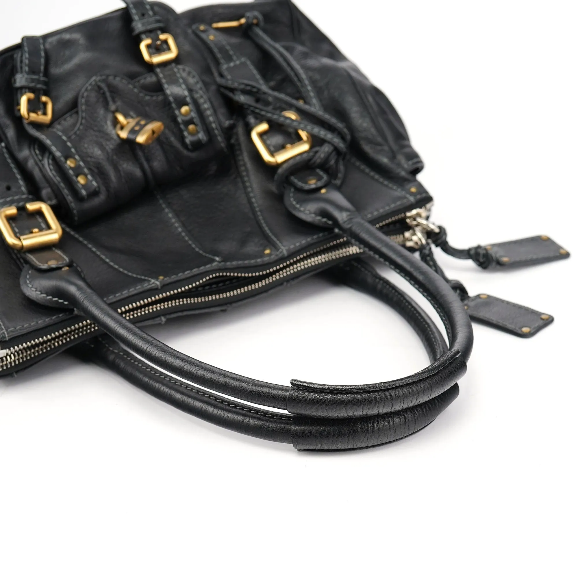 Black Leather Paddington Tote Bag
