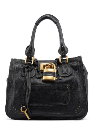 Black Leather Paddington Tote Bag