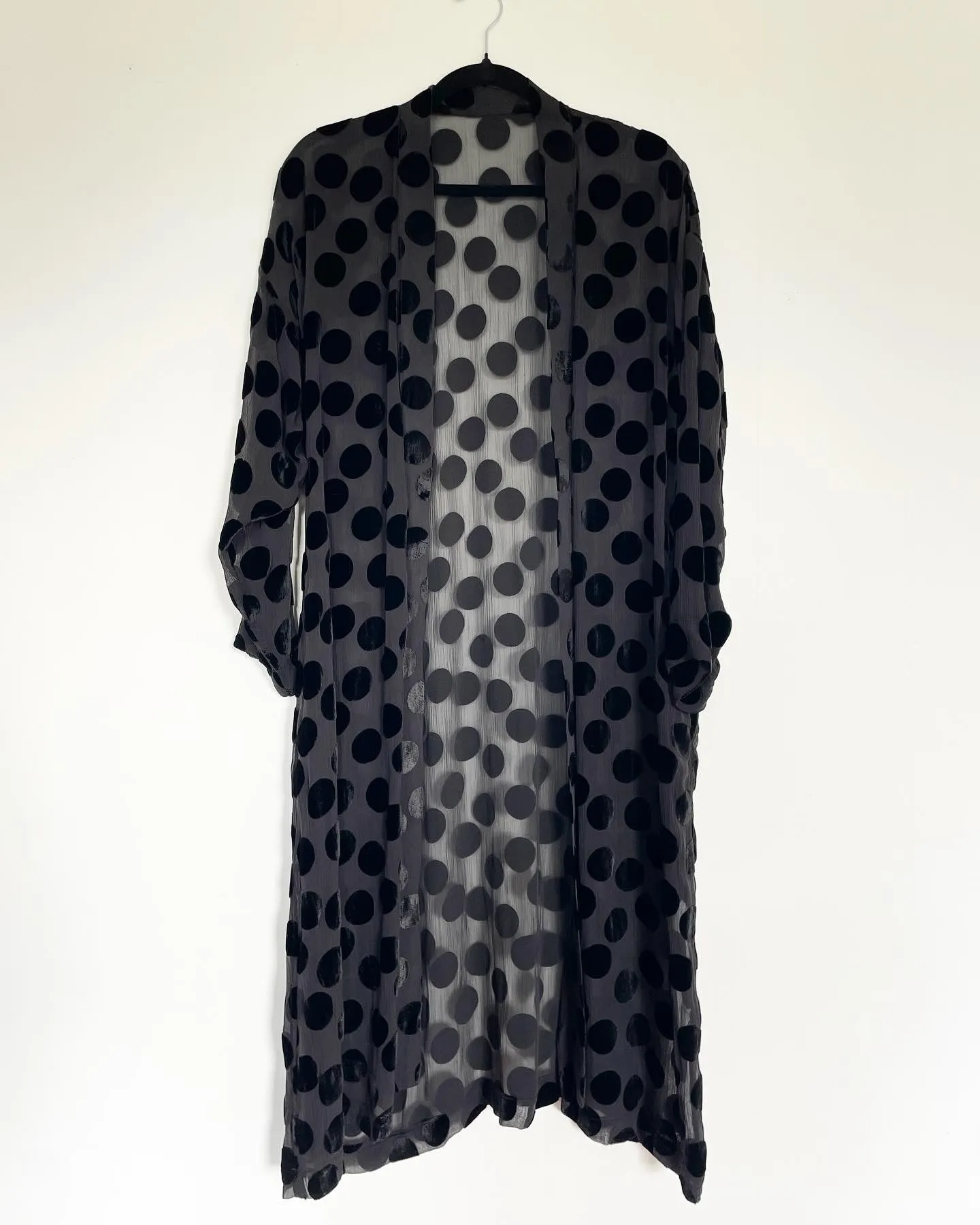 Black Polka Dot Burnout Silk Velvet Caftan