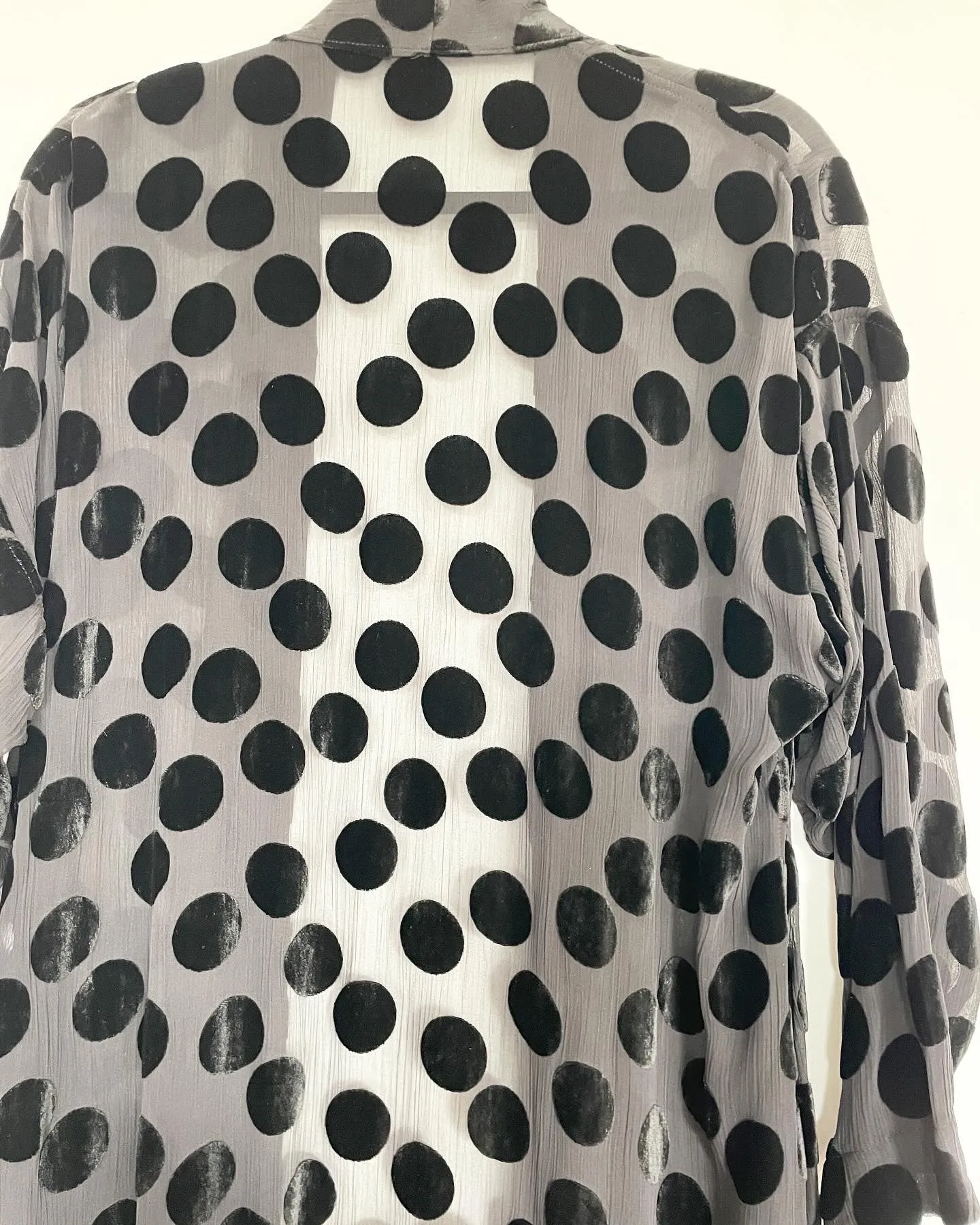 Black Polka Dot Burnout Silk Velvet Caftan