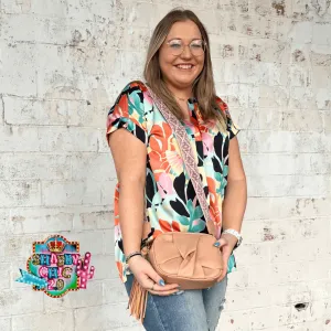 Blush Knot Crossbody with Embroidered Strap