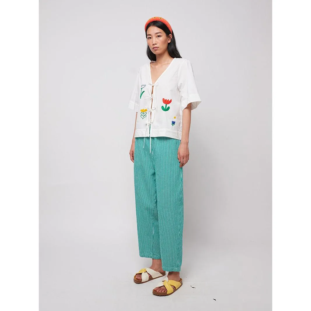 Bobo Choses Woman - Garden embroidery tie blouse