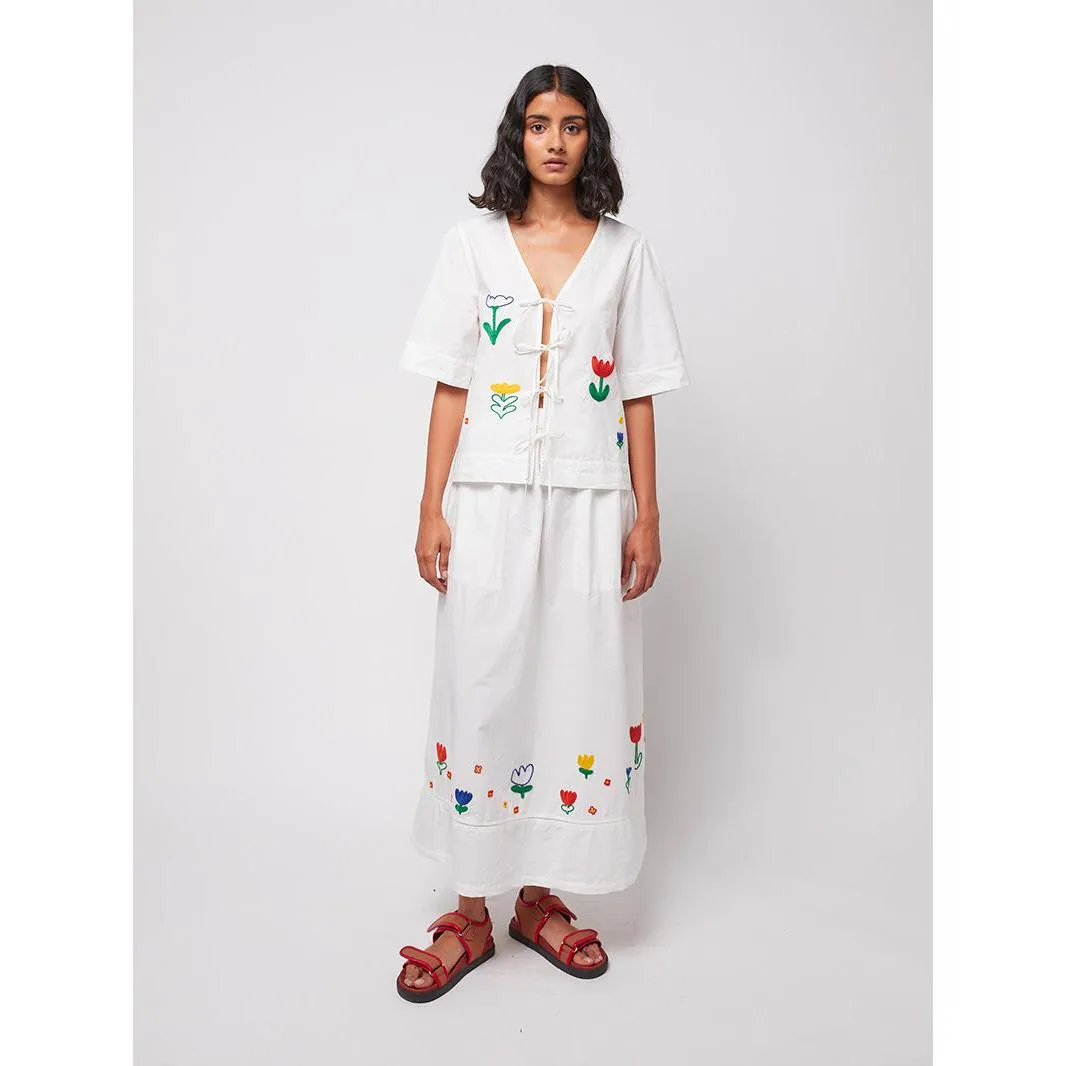 Bobo Choses Woman - Garden embroidery tie blouse