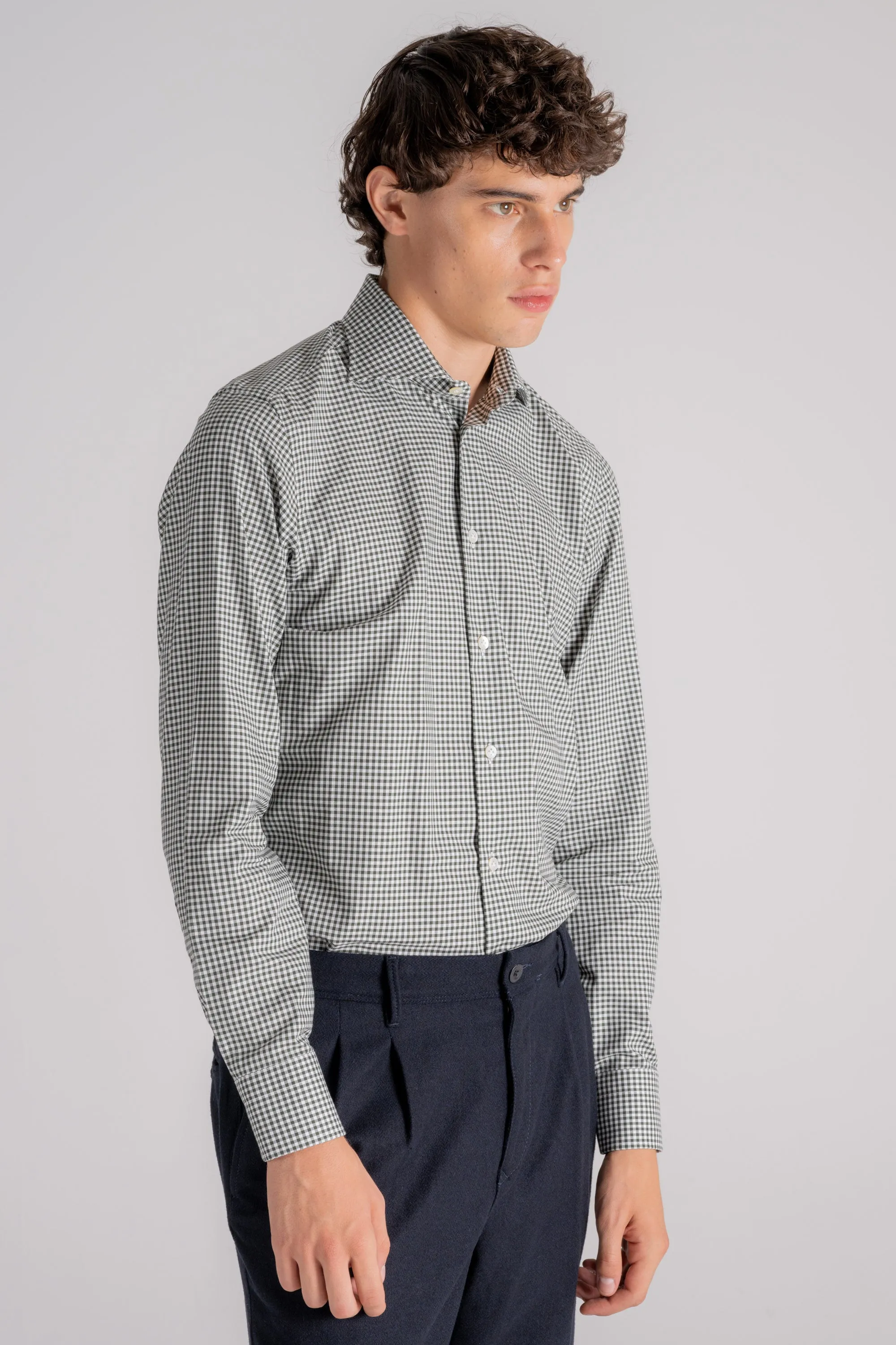 Borriello Camicia Collo alla Francese 100% Cotone Verde