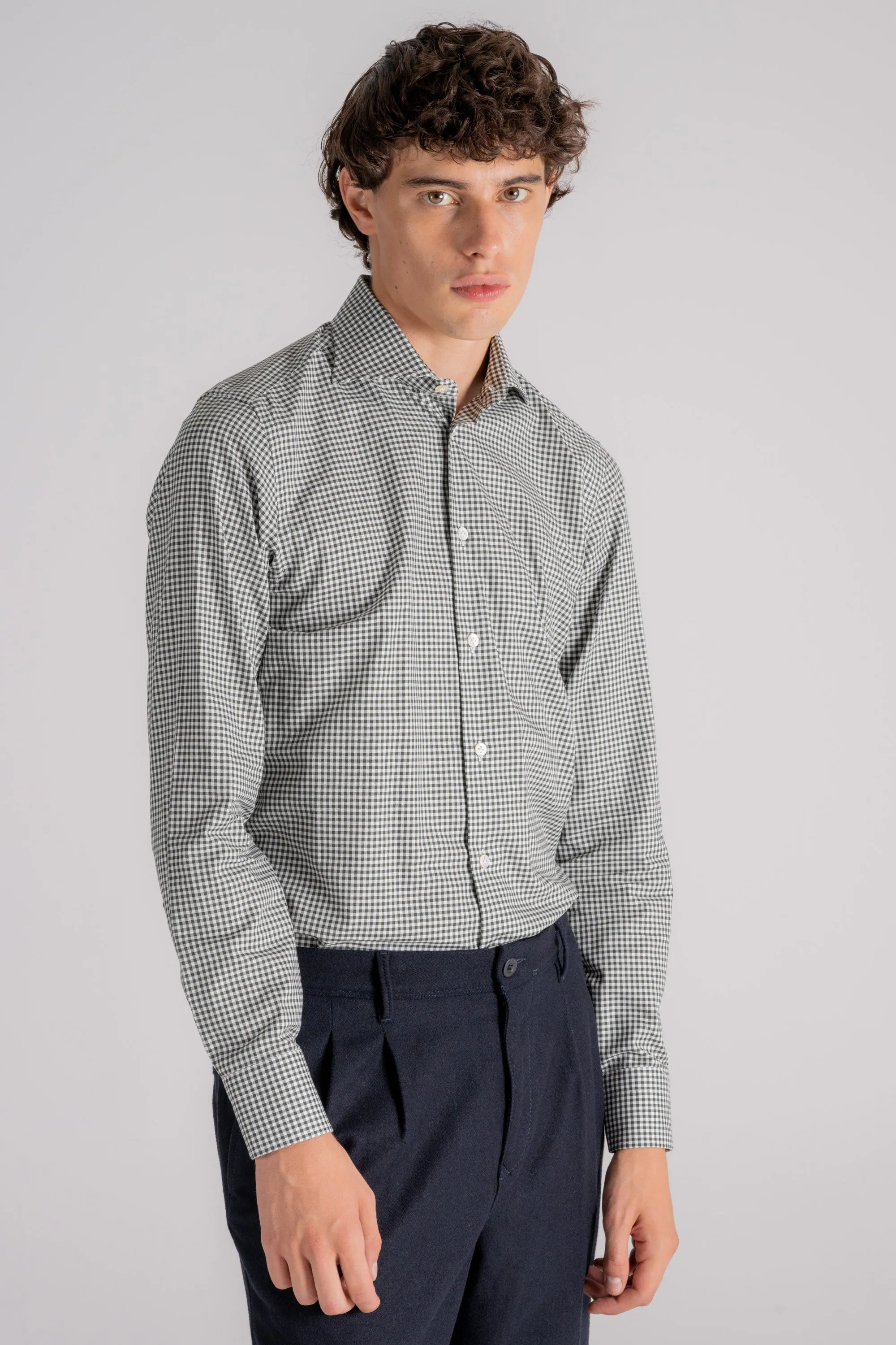 Borriello Camicia Collo alla Francese 100% Cotone Verde