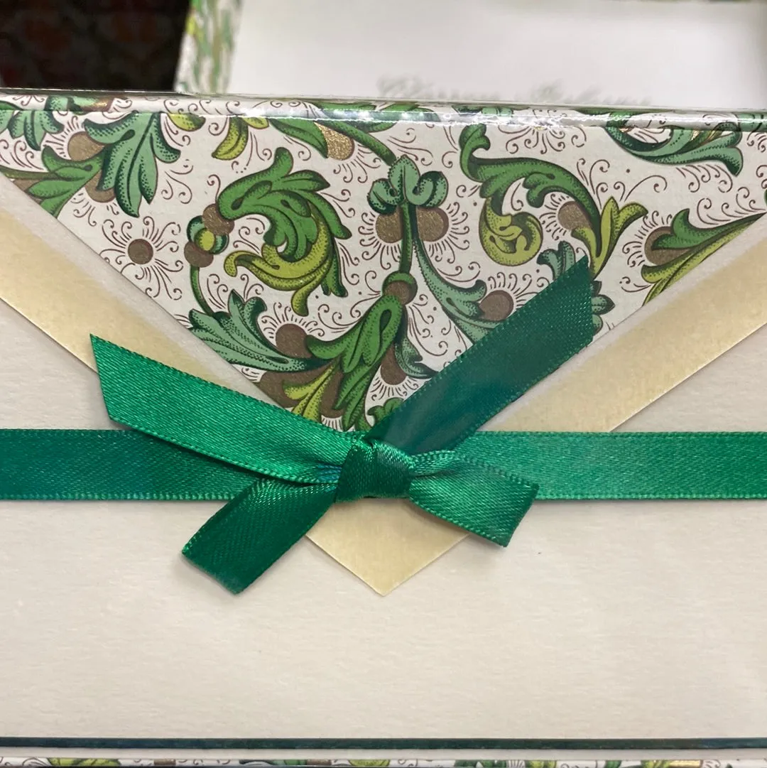 BOXED CLASSICA ITALIANA NOTE CARDS - OCM- DARK GREEN  BORDER