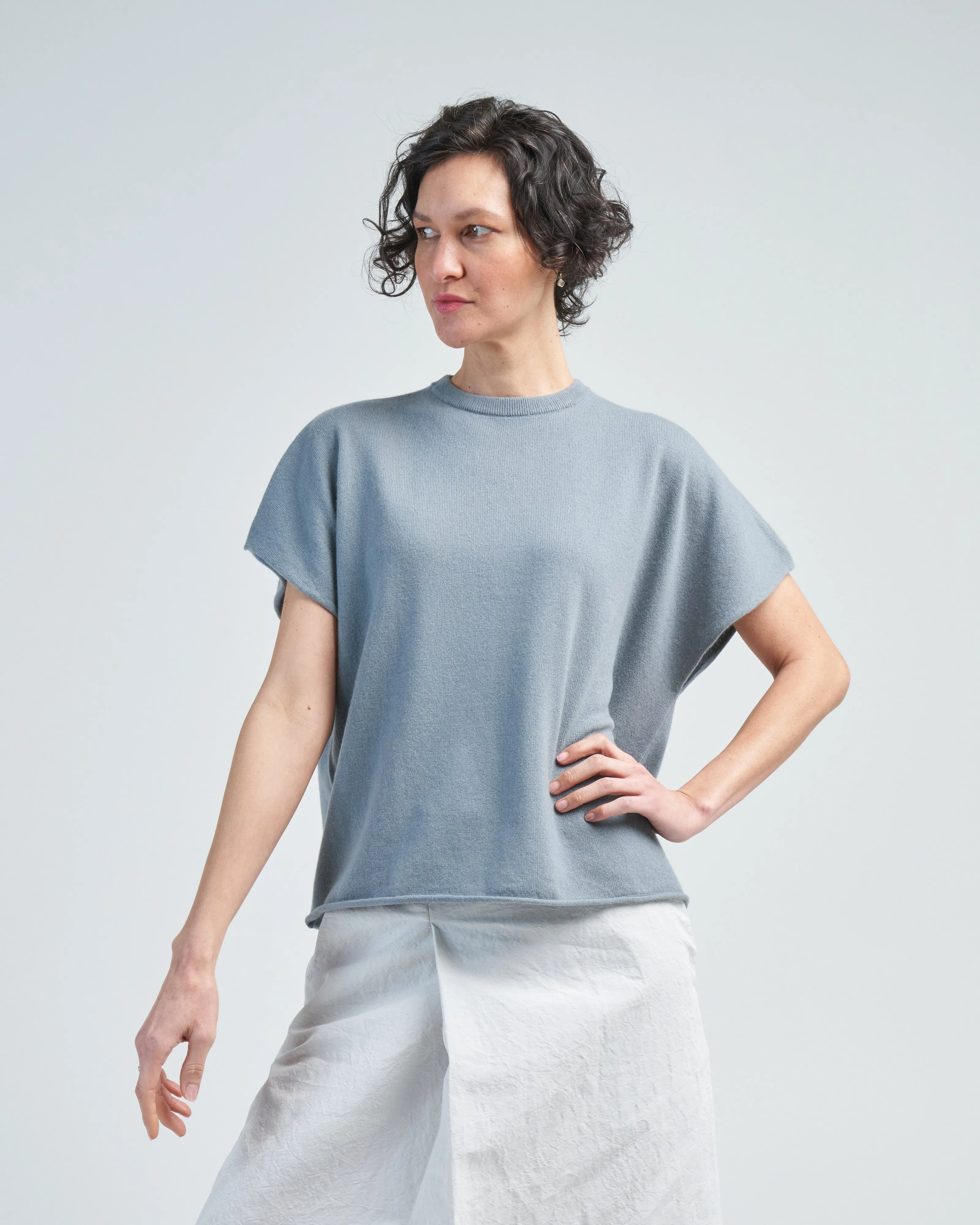 boxy cap sleeve crew