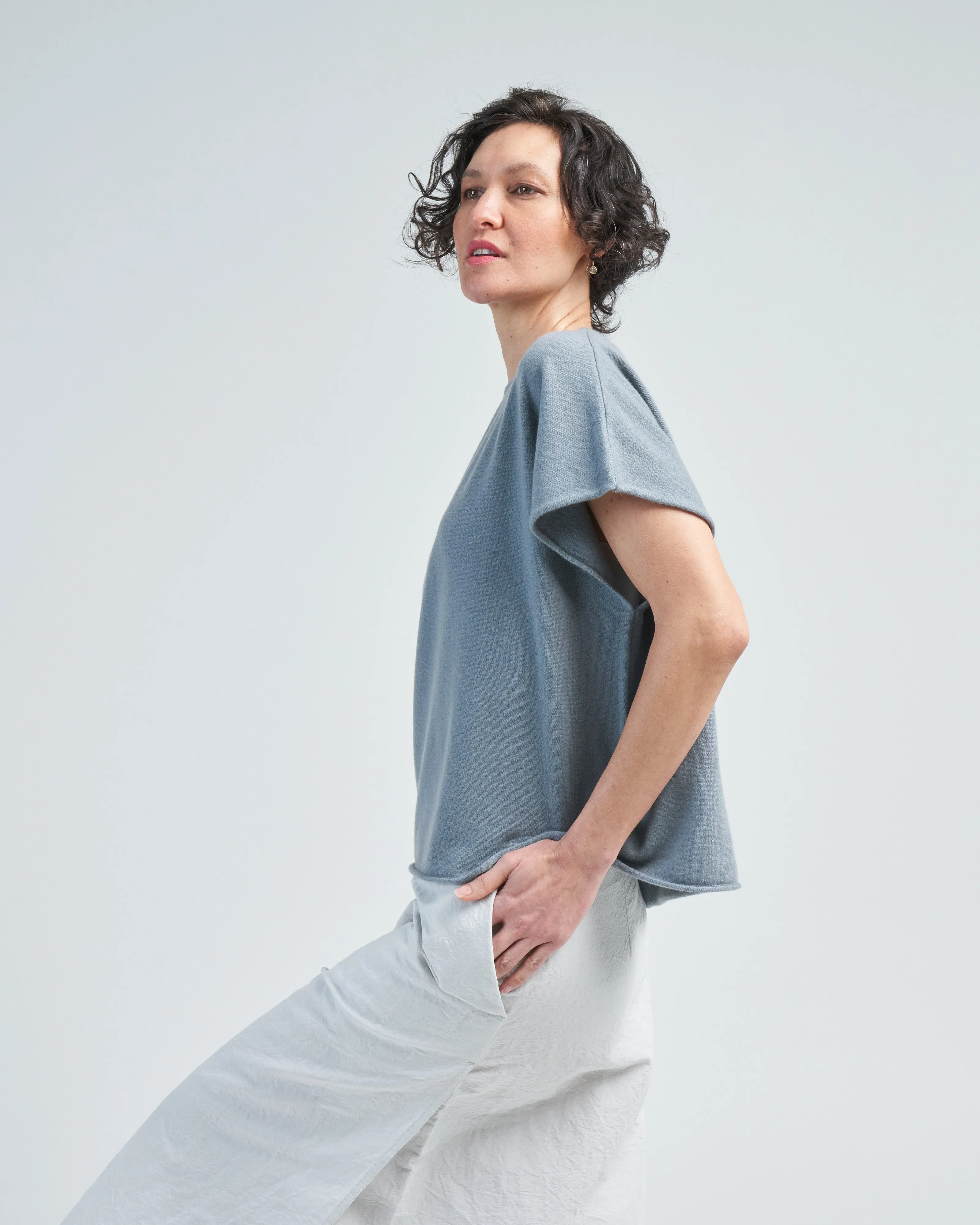 boxy cap sleeve crew
