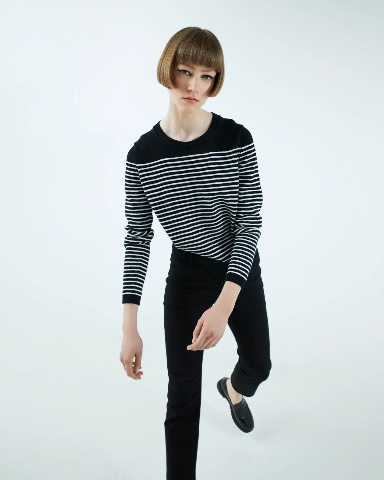 Boxy Knit Striped Pullover
