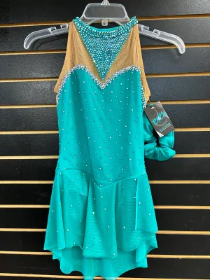 Brad Griffies Ready to Ship 1606 Dress, Jade/Seafoam with Crystals