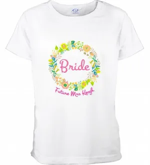 'Bride' Floral Design Personalised TShirt