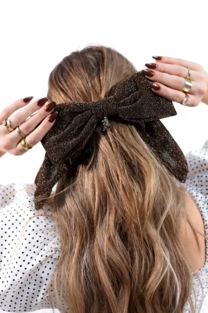 BROWN GLITTER SLOUCHY BOW