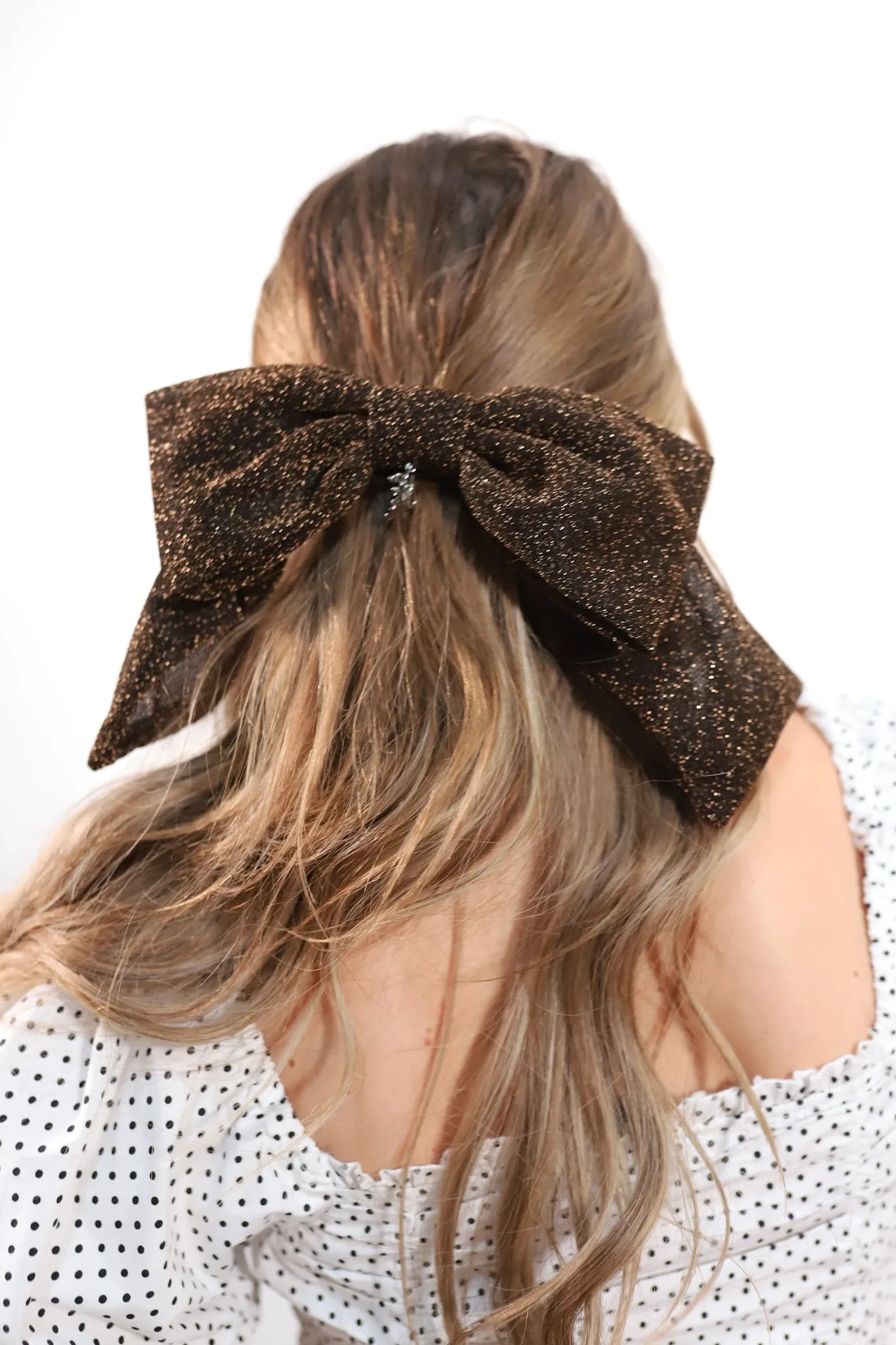 BROWN GLITTER SLOUCHY BOW