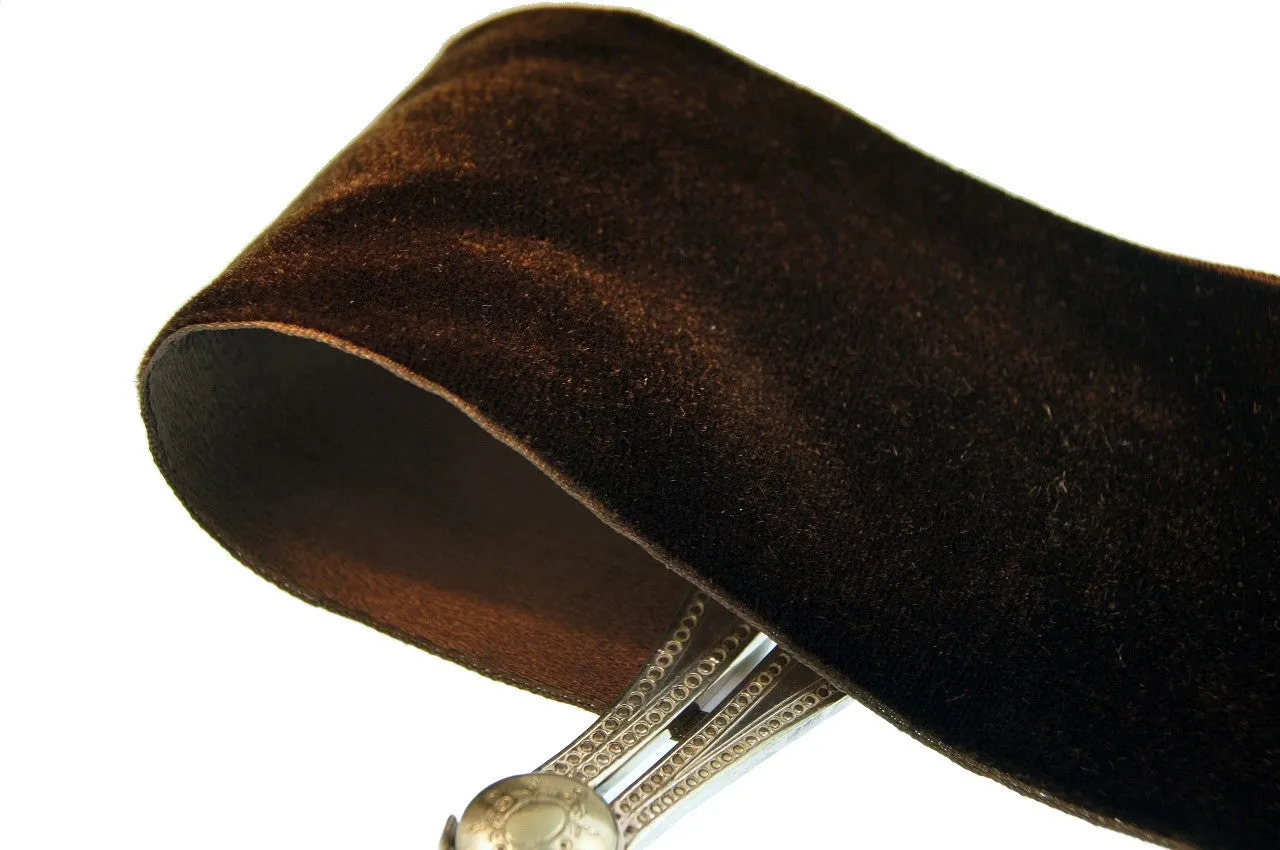 Brown Satn Back Velvet Ribbon Vintage from Switzerland 72mm