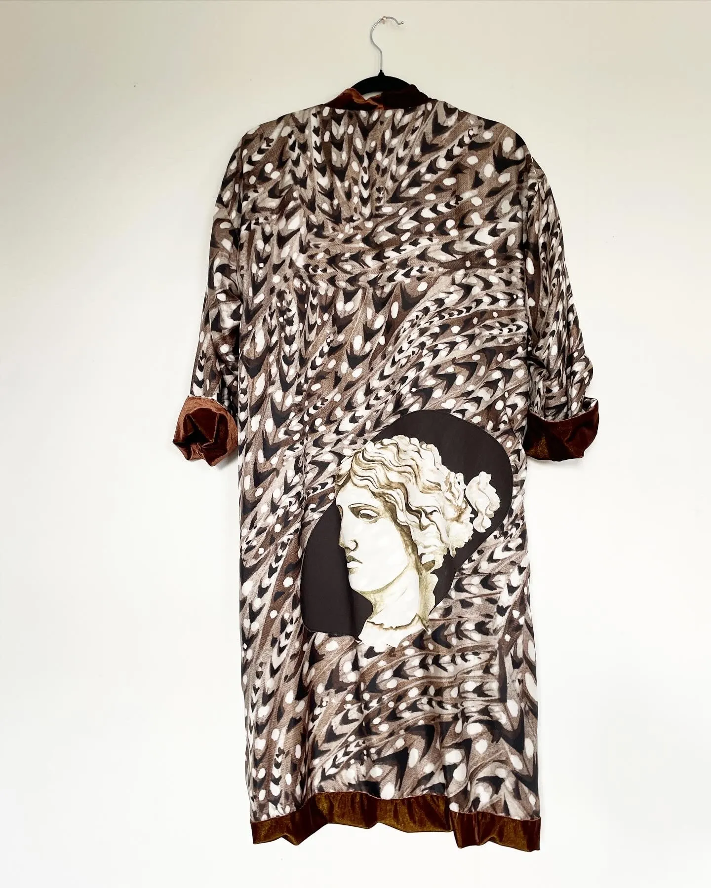 Brown Velvet Caftan with Greek Artwork