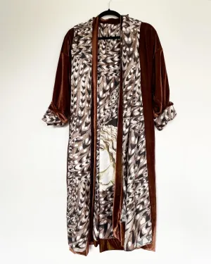 Brown Velvet Caftan with Greek Artwork
