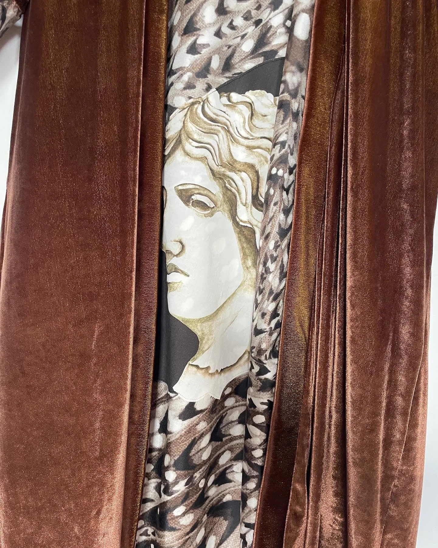 Brown Velvet Caftan with Greek Artwork