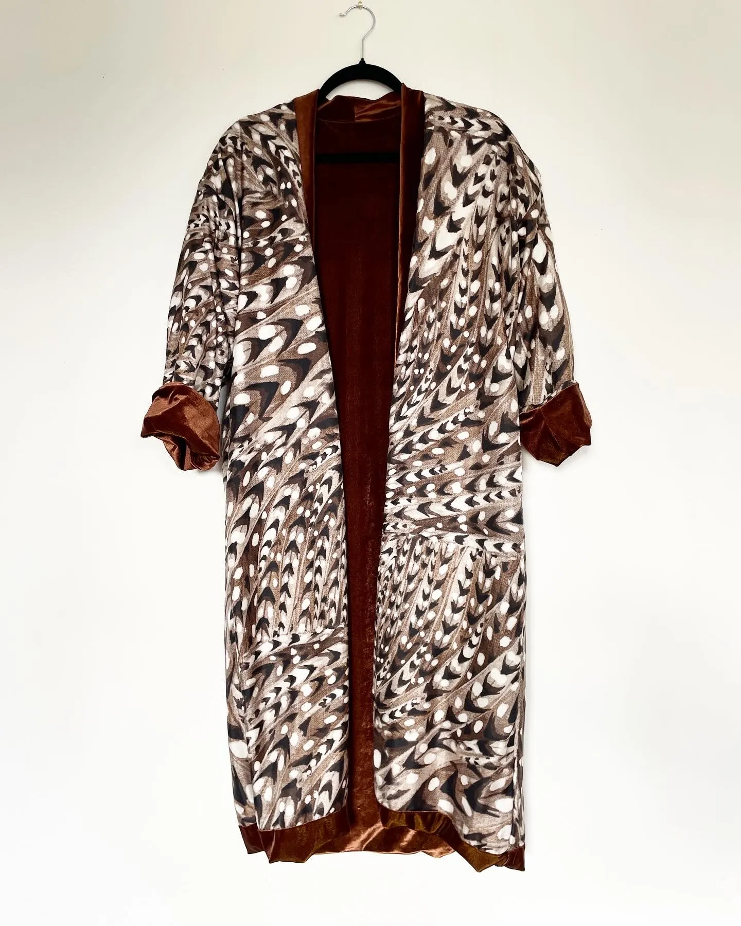Brown Velvet Caftan with Greek Artwork