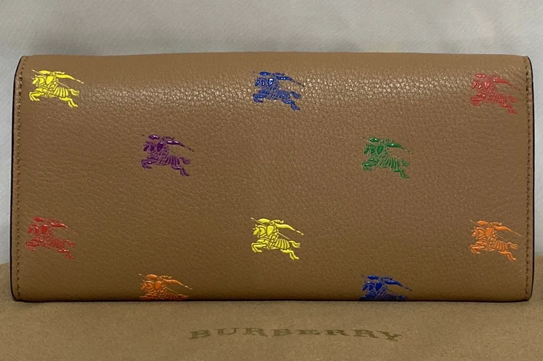 BURBERRY EKD HOLLE LEATHER WALLET IN NEUTRALS/MULTI