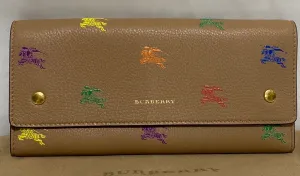 BURBERRY EKD HOLLE LEATHER WALLET IN NEUTRALS/MULTI