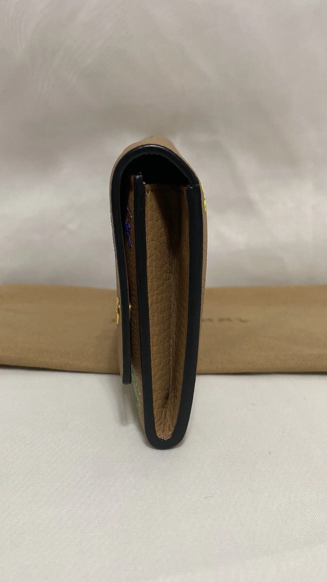 BURBERRY EKD HOLLE LEATHER WALLET IN NEUTRALS/MULTI