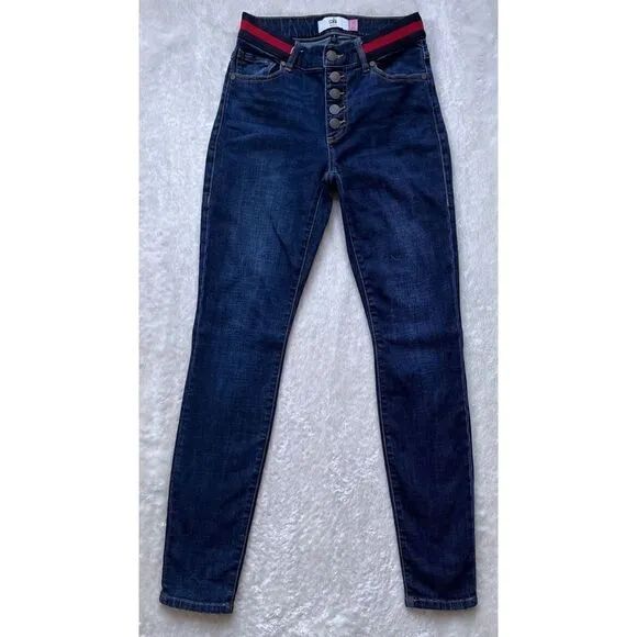 CAbi Simone 3751 Exposed Button Fly Skinny Jeans inAdventure Wash, Size 2