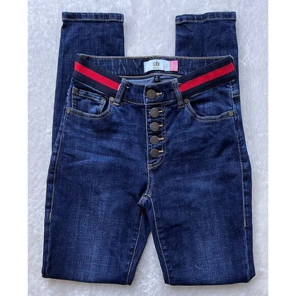 CAbi Simone 3751 Exposed Button Fly Skinny Jeans inAdventure Wash, Size 2