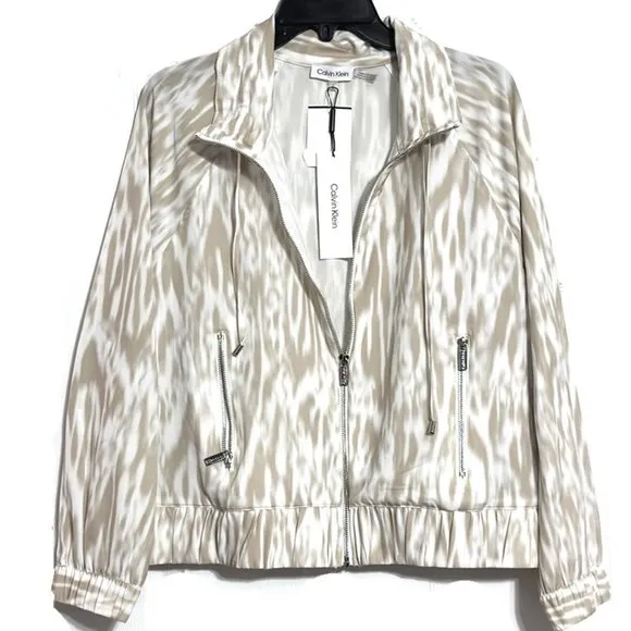 Calvin Klein Tie Dye Full Zip Stretch Moto Style Work Jacket Blazer