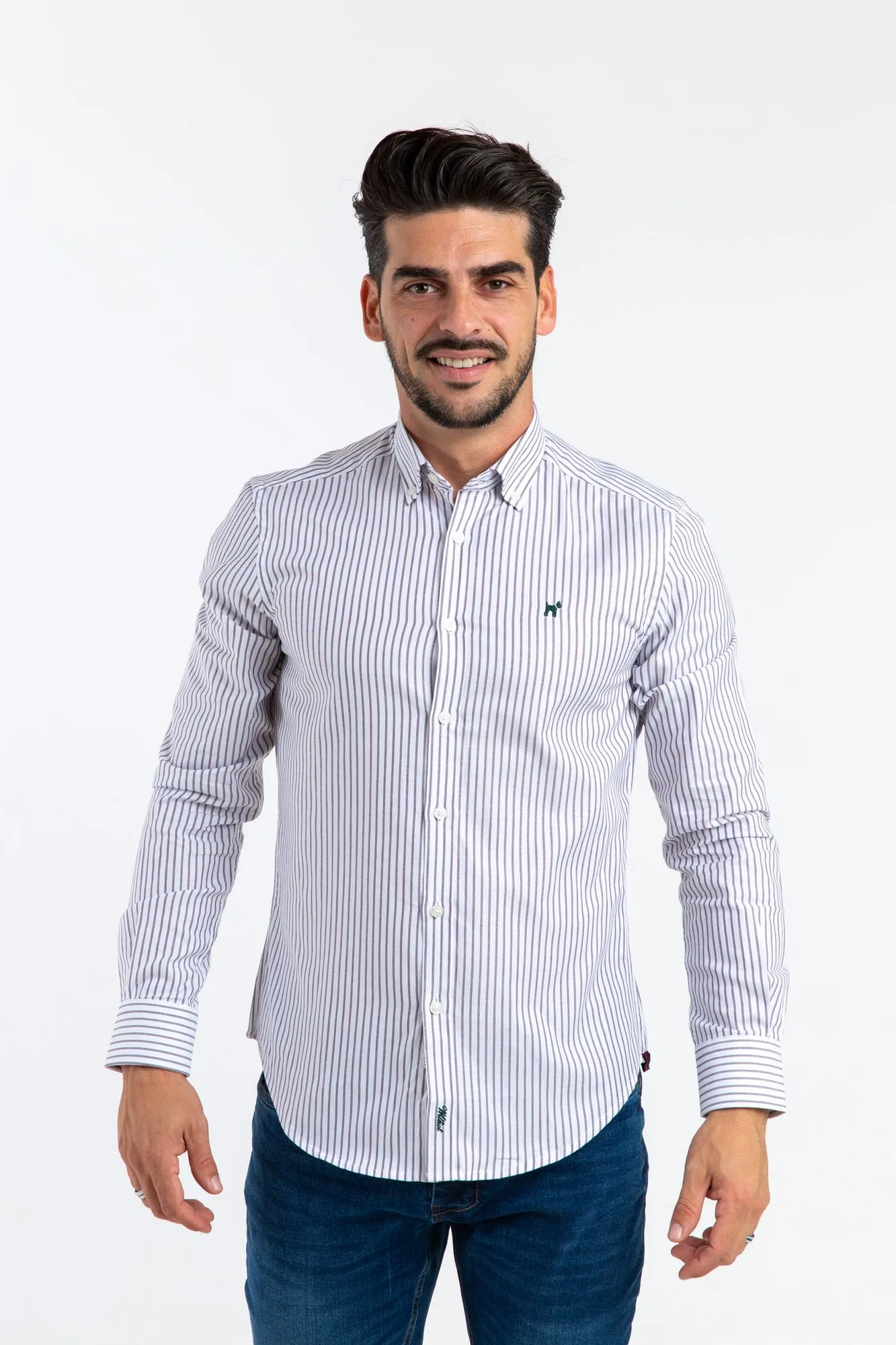Camisa Raya Fina Oxford Burdeos Slim Fit