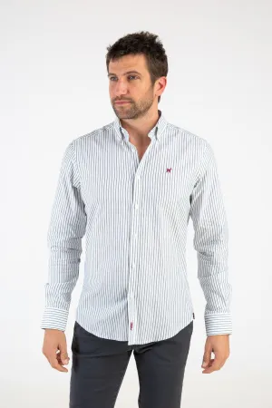 Camisa Raya Fina Oxford Verde Botella Slim Fit