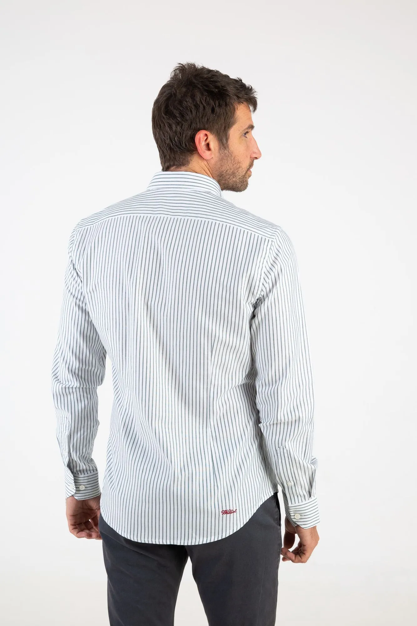 Camisa Raya Fina Oxford Verde Botella Slim Fit