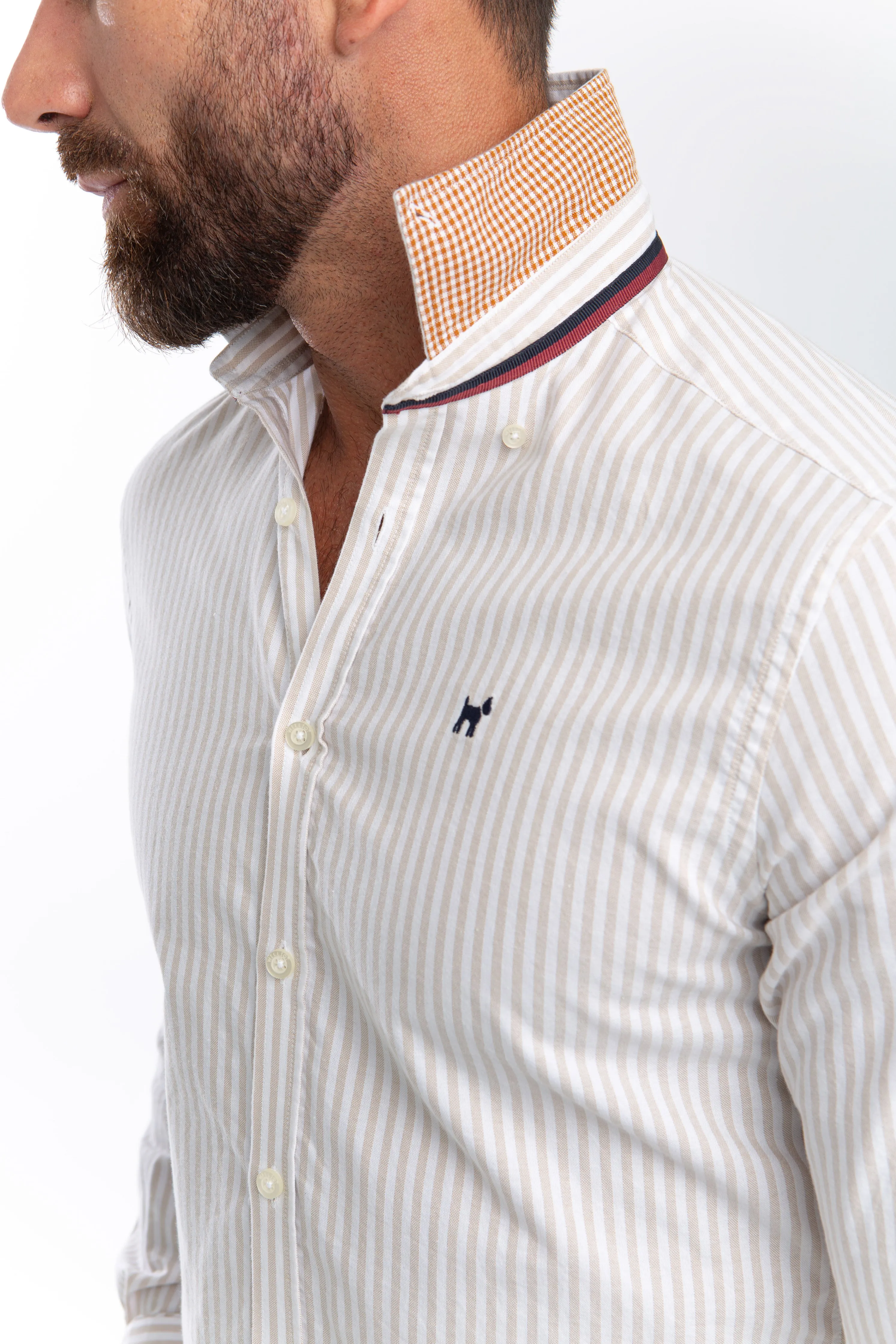 Camisa Raya Oxford Beige Slim Fit