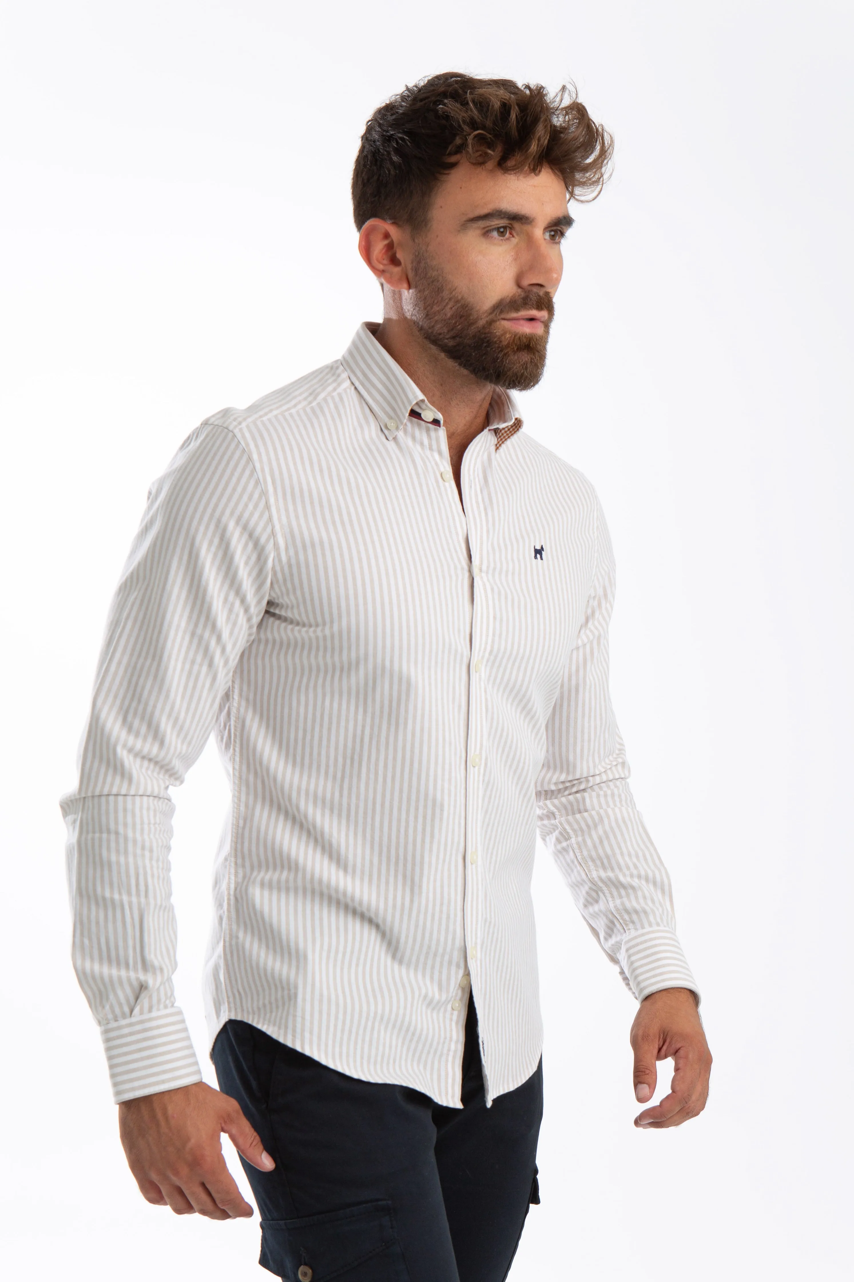 Camisa Raya Oxford Beige Slim Fit