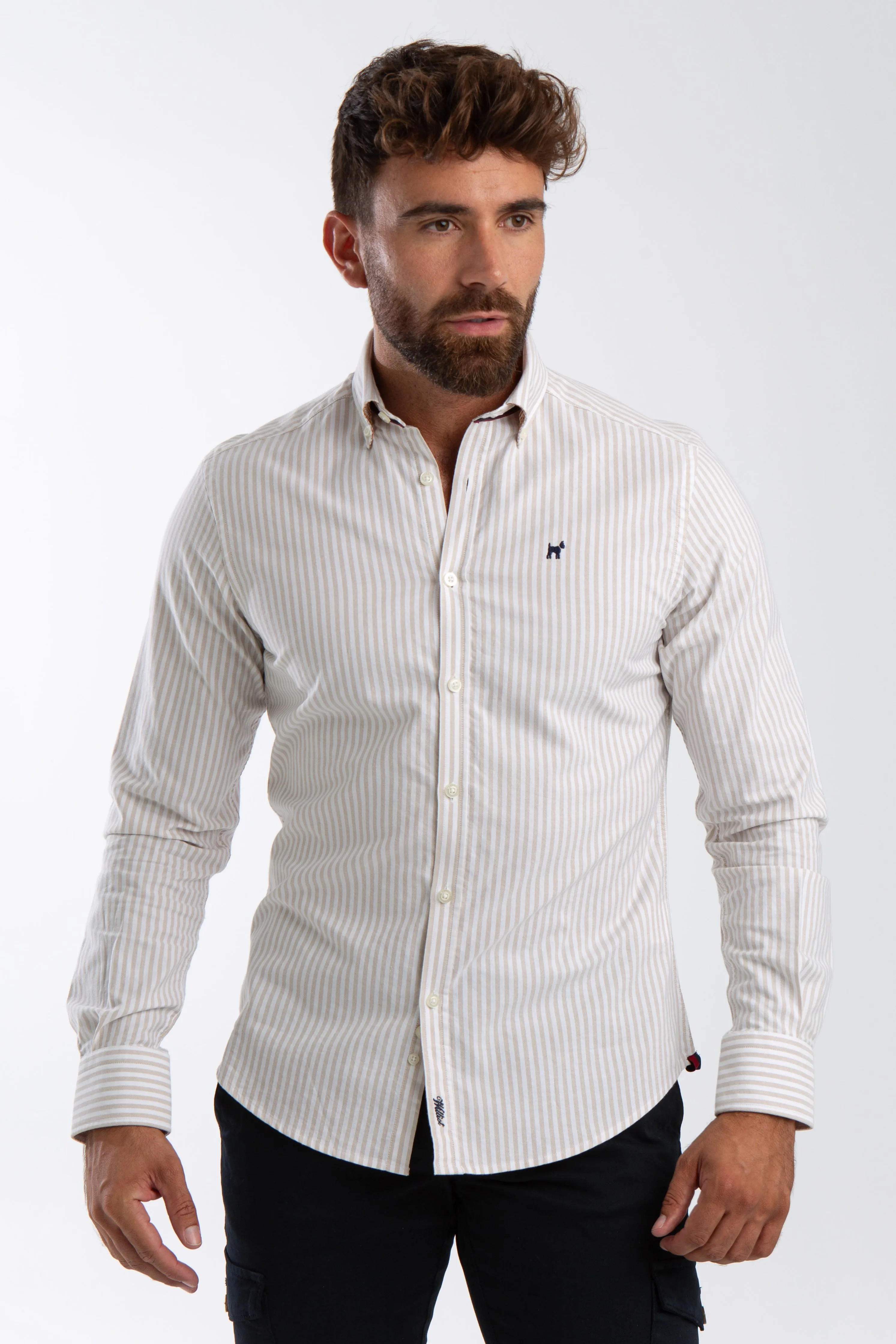 Camisa Raya Oxford Beige Slim Fit