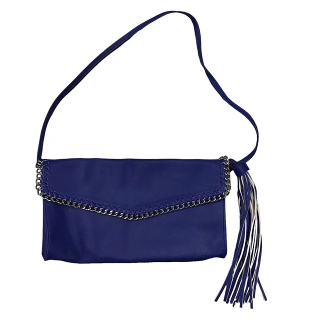 Carlos Santana Blue Clutch Purse with Shoulder Strap