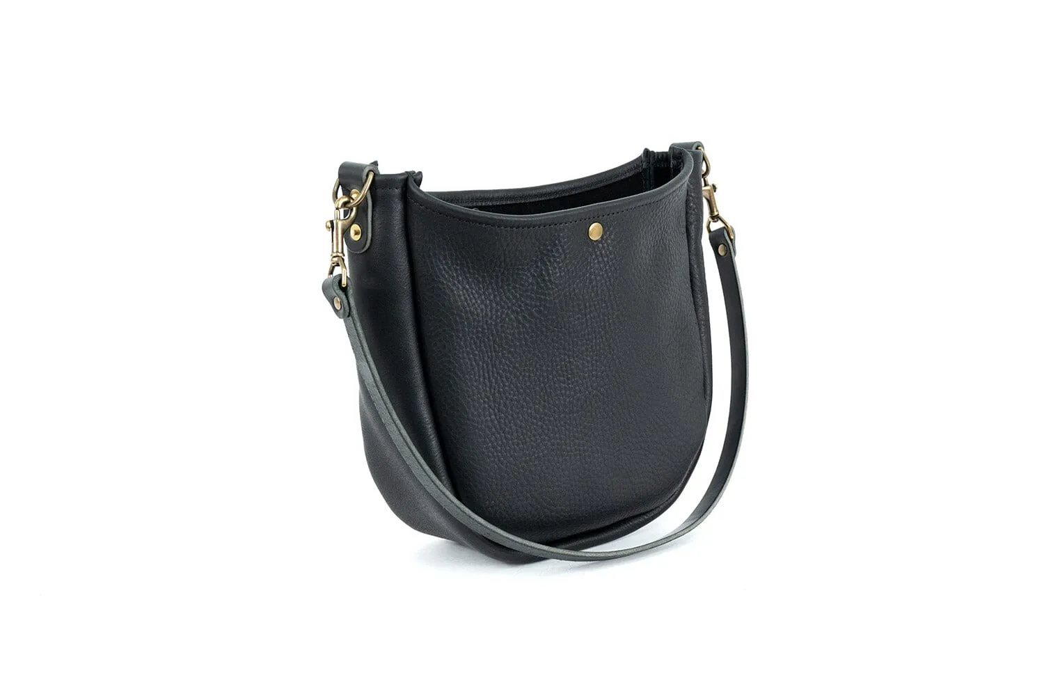 CELESTE LEATHER HOBO BAG - BLACK BISON