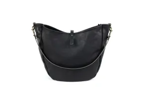 CELESTE LEATHER HOBO BAG - LARGE - BLACK BISON