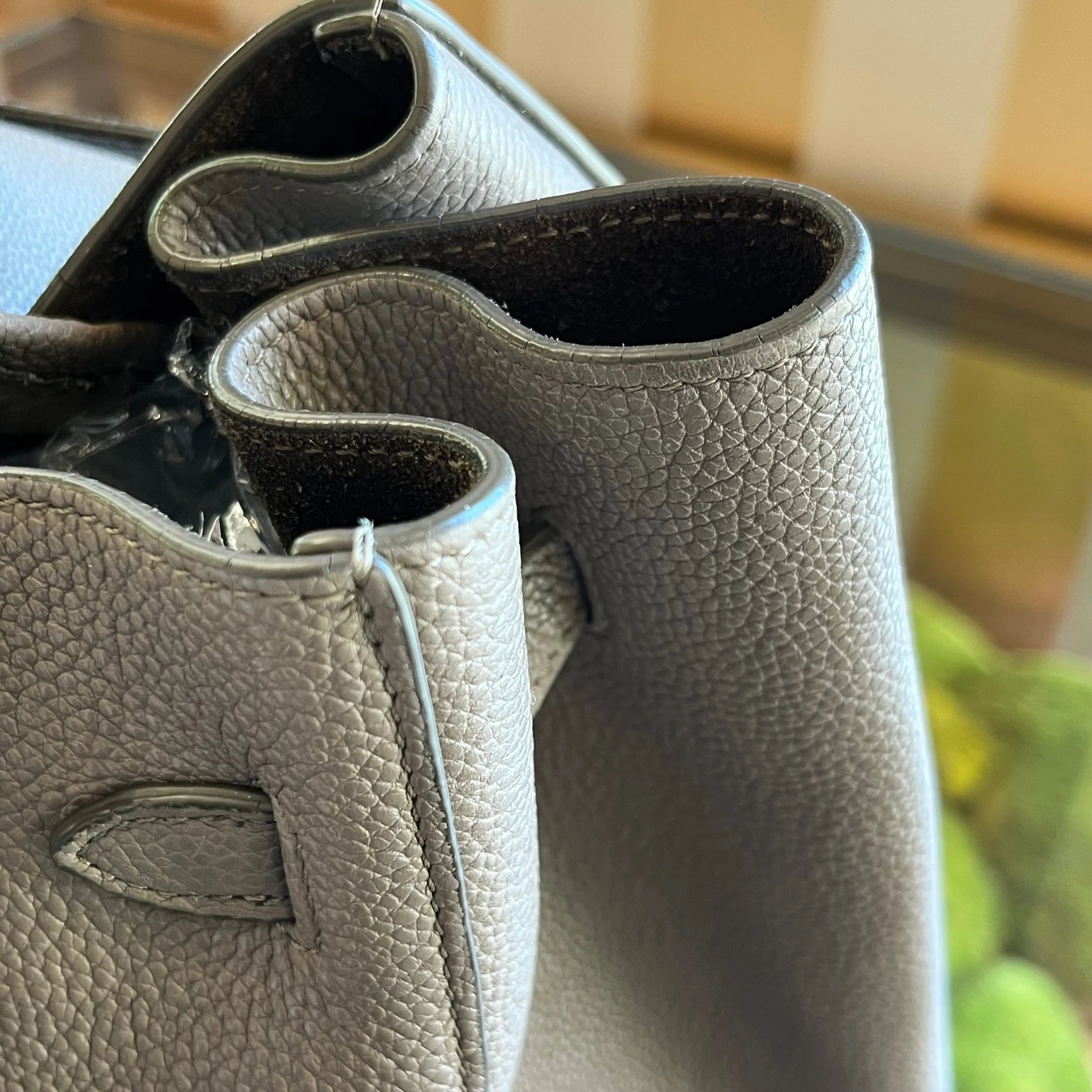 CELINE Belt Cabas Phantom Gray Drummed Calfskin Tote Bag