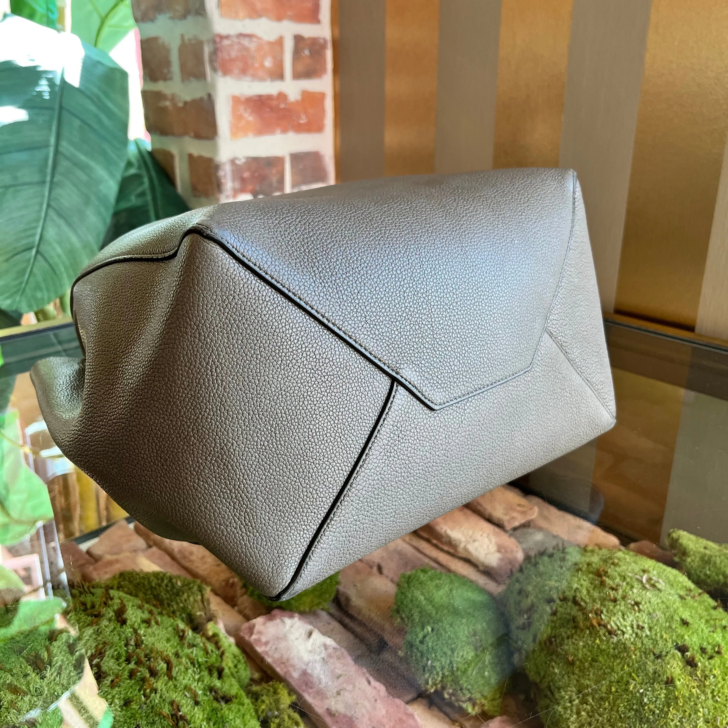 CELINE Belt Cabas Phantom Gray Drummed Calfskin Tote Bag