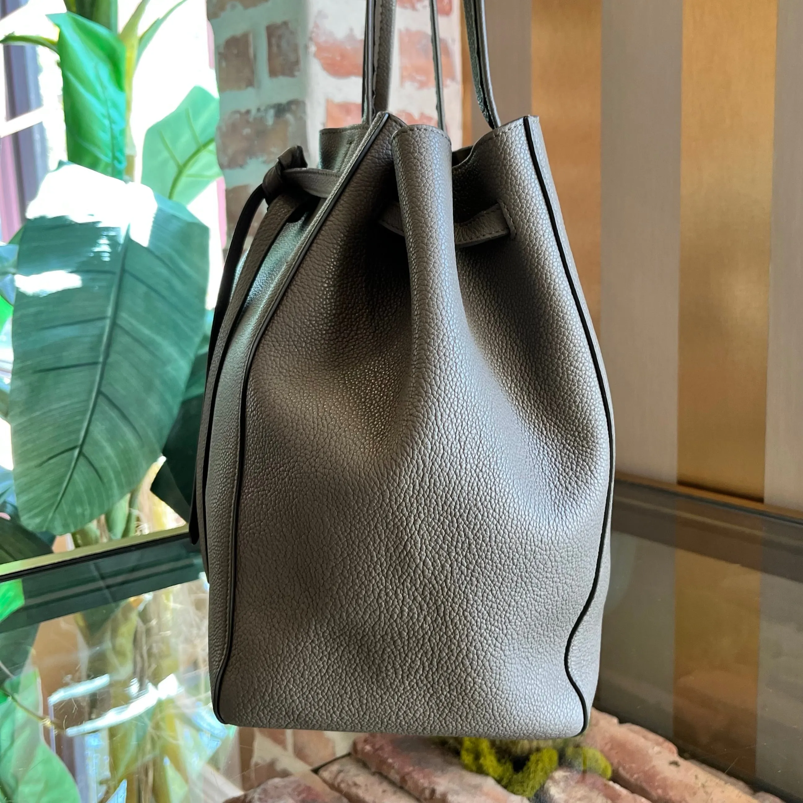 CELINE Belt Cabas Phantom Gray Drummed Calfskin Tote Bag