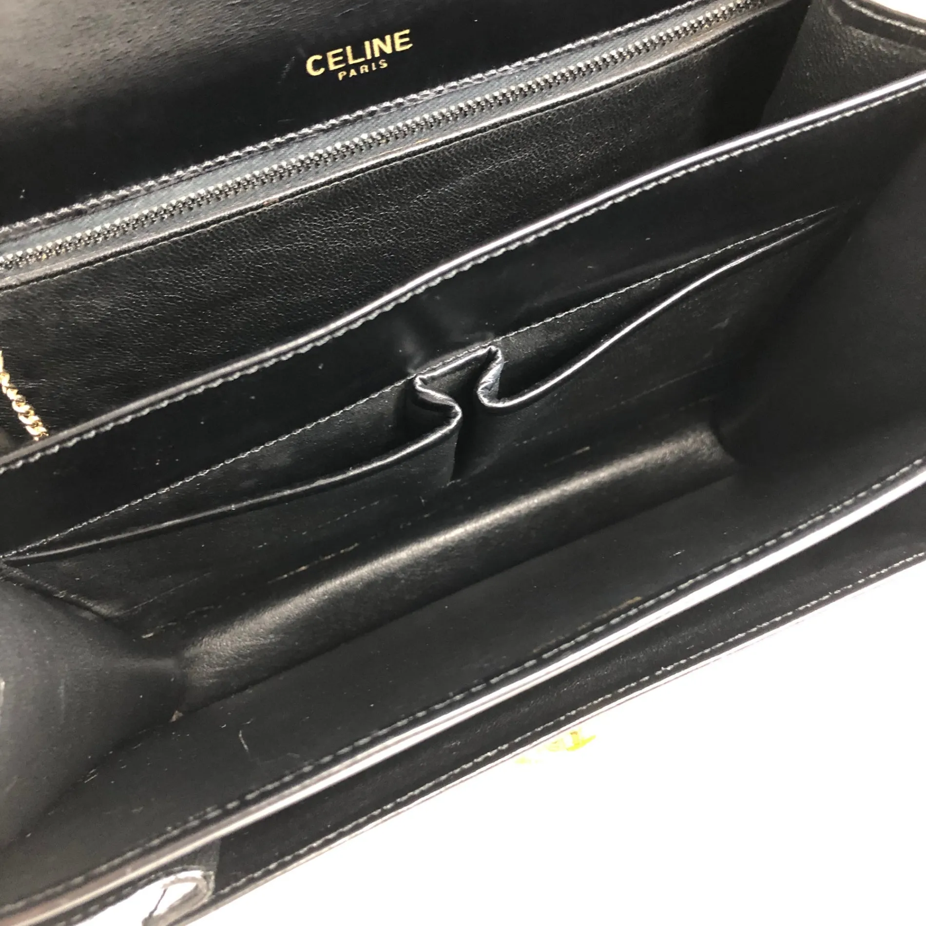 CELINE Horseshoe Crossbody Shoulder bag Black Vintage ueee8w