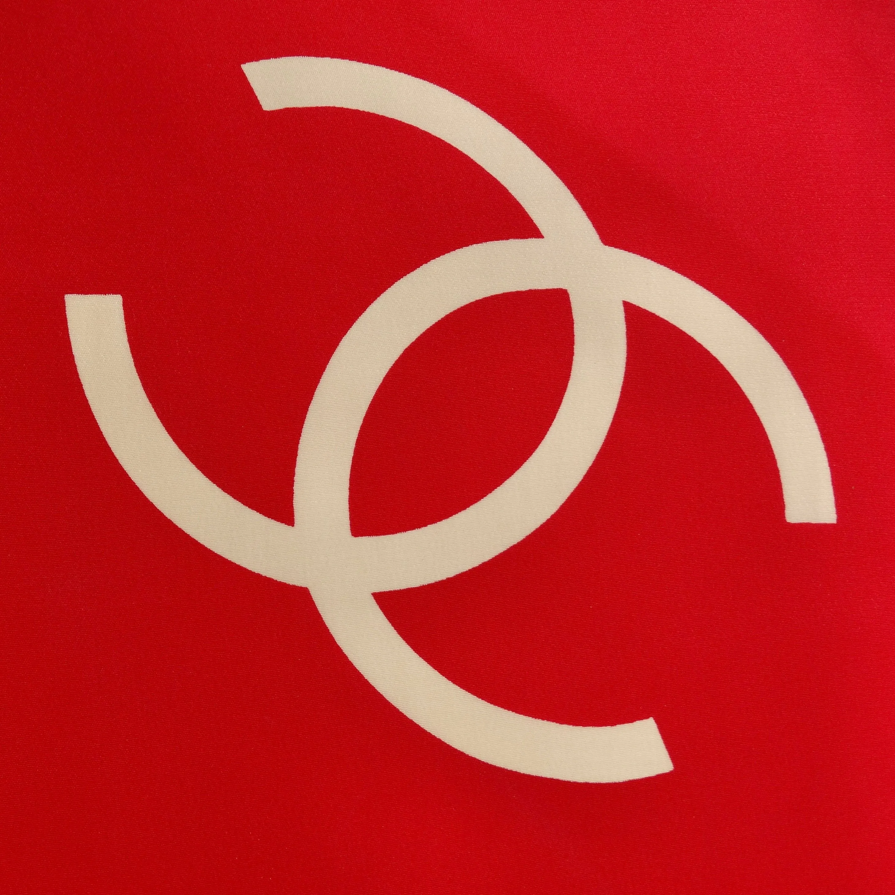 Chanel 1990s Red Silk Printed Petite Scarf