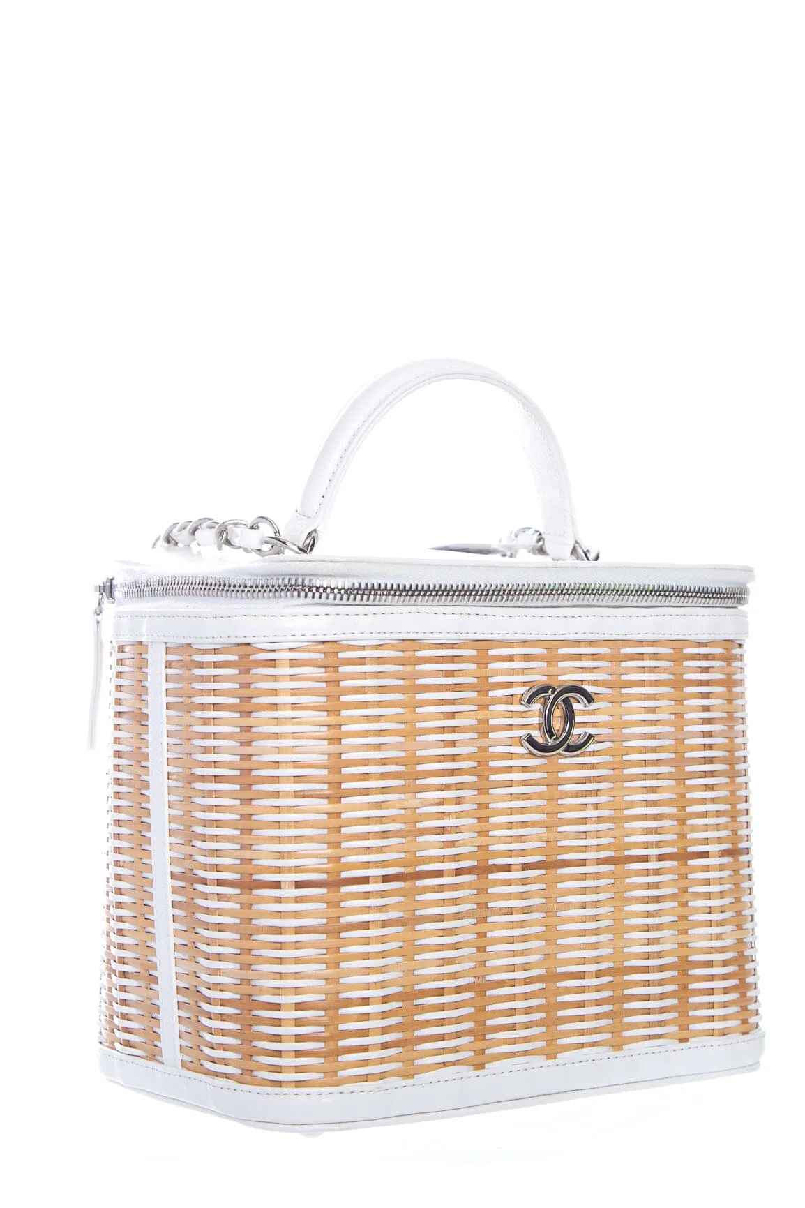 Chanel 2020 Cruise White Take Away Raffia Vanity Handbag