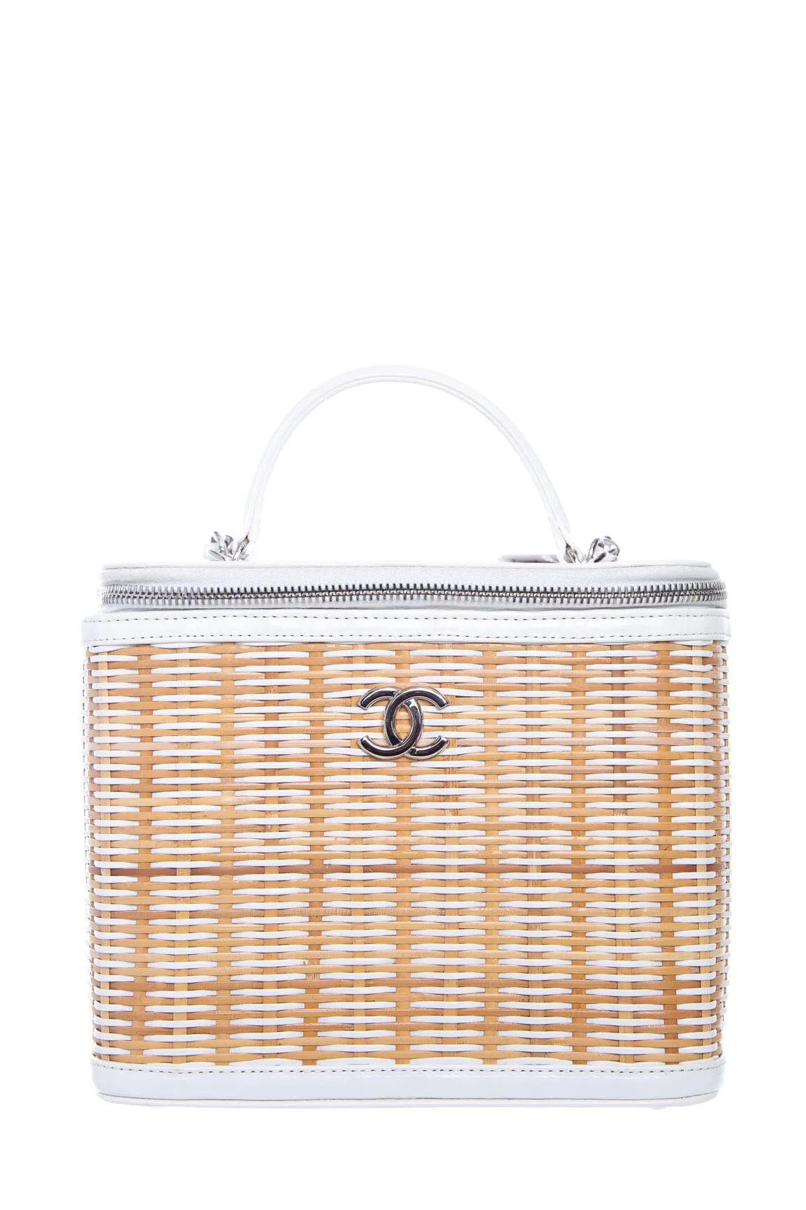 Chanel 2020 Cruise White Take Away Raffia Vanity Handbag