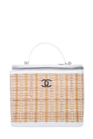 Chanel 2020 Cruise White Take Away Raffia Vanity Handbag