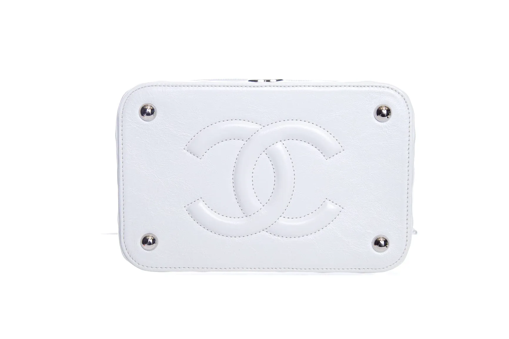 Chanel 2020 Cruise White Take Away Raffia Vanity Handbag