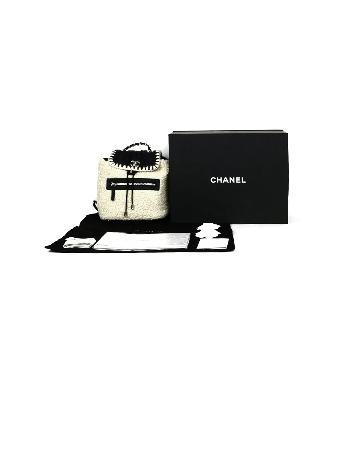Chanel Black/Ecru Nylon & Shearling Coco Neige Backpack